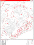 Mount Pleasant  Wall Map Red Line Style